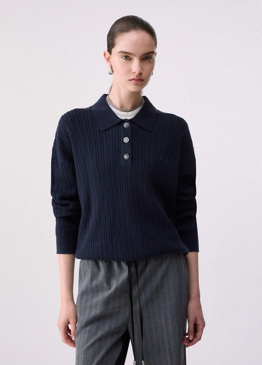 PULL VAN LIU JO WF6109-MA88R L9202 NUIT NOIR/BCO LANA