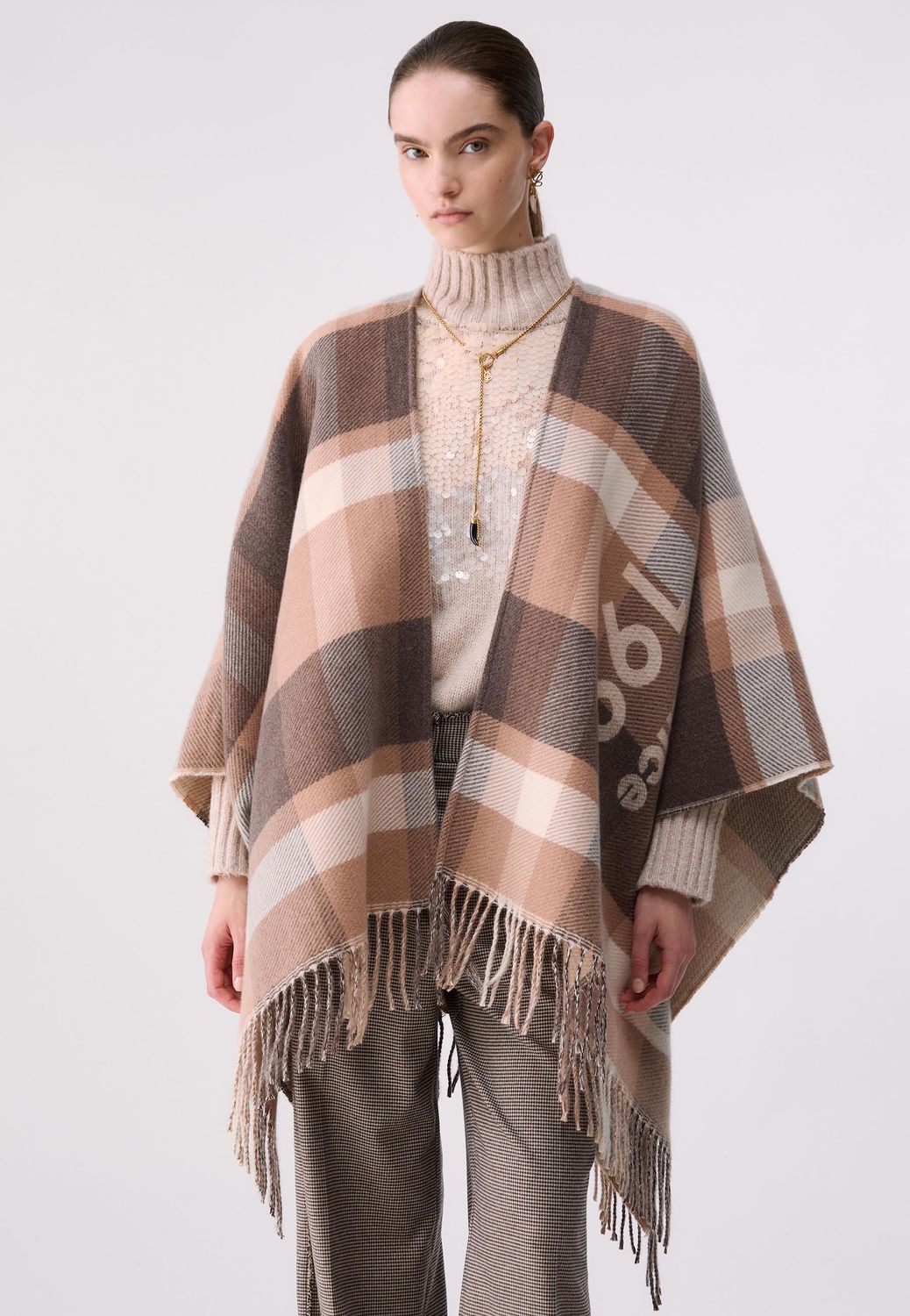 PONCHO VAN LIU JO 2F6041-T2742 00005 NATURALE
