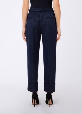 BROEK VAN LIU JO WF6250-T731A L9173 BLU LUREX PIN STRIPE
