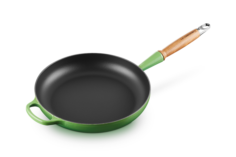 Le Creuset Gietijzer Koekenpan houten handvat Bamboo Green 28CM 2,6L