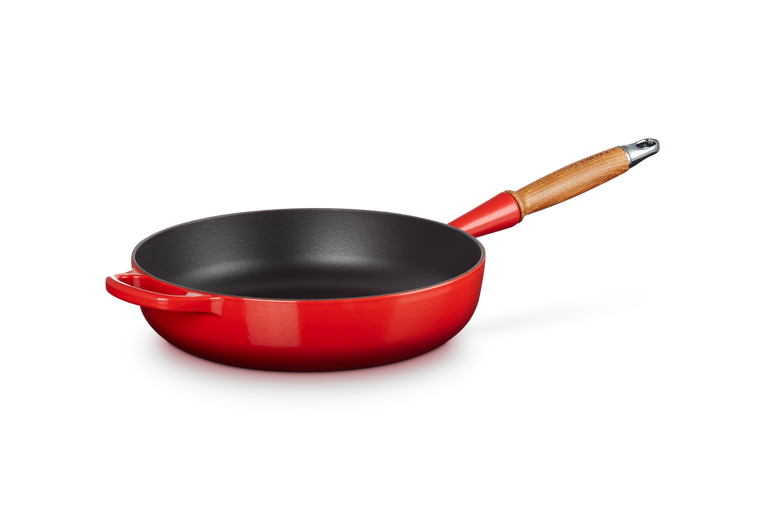 Le Creuset Gietijzer Sauteerpan houten handvat Kersenrood 28CM 2,6L