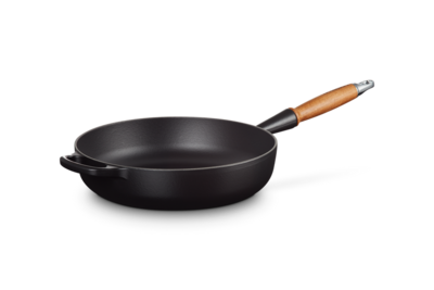 Le Creuset Gietijzer Sauteerpan houten handvat Mat Zwart 28CM 2,6L