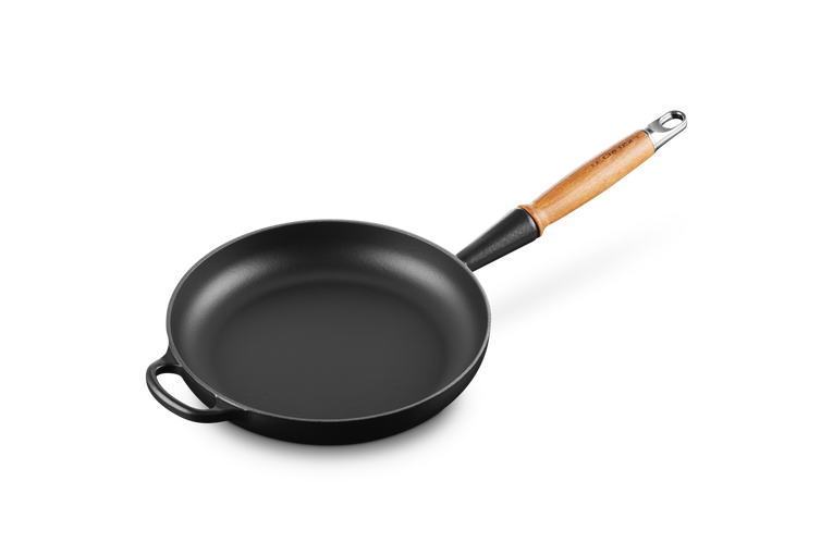 Le Creuset Gietijzer Koekenpan houten handvat Mat Zwart