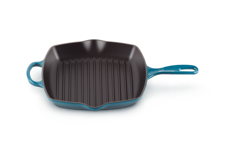 Le Creuset Gietijzer Vierkante Grillpan Deep Teal 26CM