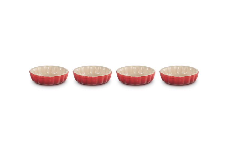 Le Creuset Aardewerken Set van 4 Taartvormen Kersenrood 11CM