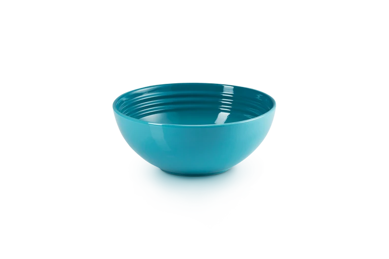 Le Creuset set van 4 Aardewerken Ontbijtkommen Caribbean Blue 16CM 0,65L