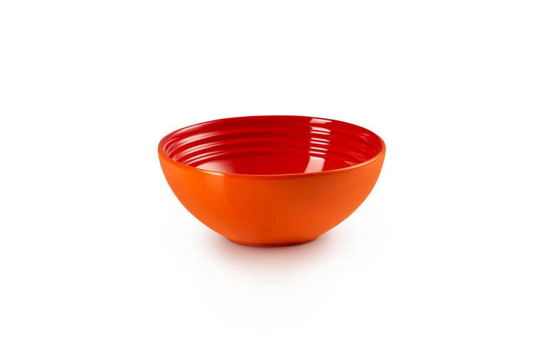 Le Creuset set van 4 Aardewerken Ontbijtkommen Oranjerood 16CM 0,65L