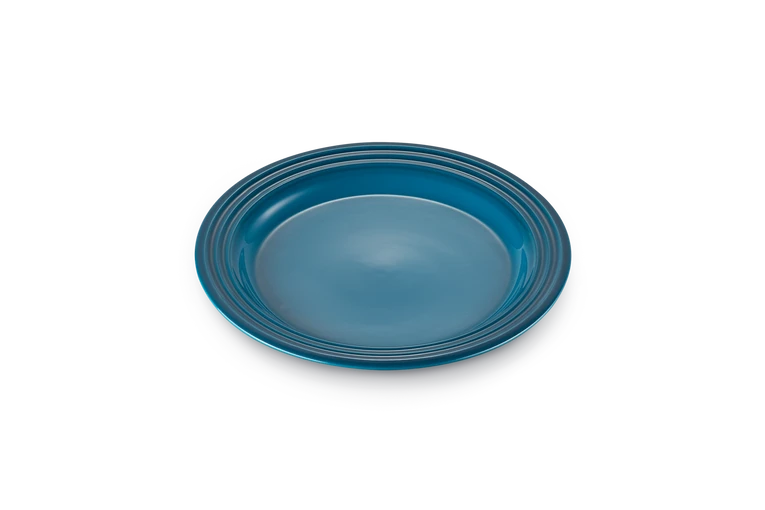 Le Creuset set van 4 Aardewerken Ontbijtborden Deep Teal 22CM