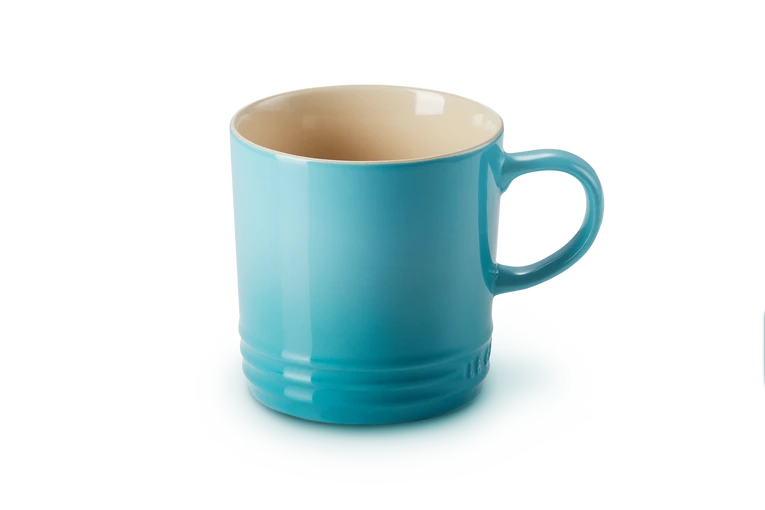 Le Creuset set van 4 Aardewerken Mokken Caribbean Blue 350ML Le Creuset set van 4 Aardewerken Mokken Caribbean Blue 350ML