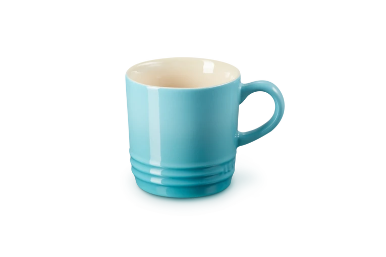 Le Creuset set van 6 Aardewerken Koffiebekers Caribbean Blue 200ML Le Creuset set van 6 Aardewerken Koffiebekers Caribbean Blue 200ML