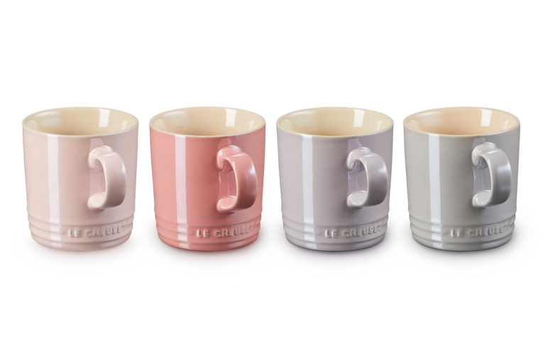 Le Creuset Aardewerken Set van 4 Mokken Metallic Roze Tinten 350ML Le Creuset Aardewerken Set van 4 Mokken Metallic Roze Tinten 350ML