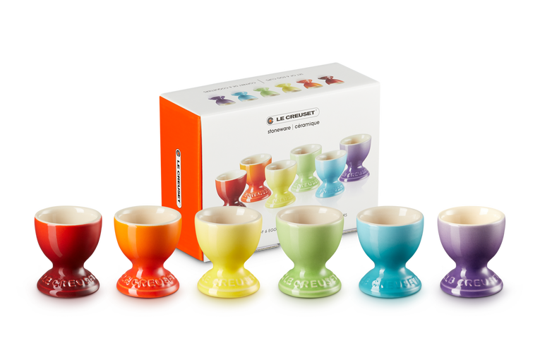 Le Creuset Aardewerken Set van 6 Eierdopjes Regenboog