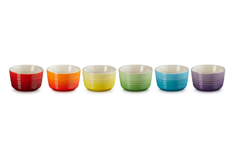 Le Creuset Aardewerken Set van 6 Ramekins Regenboog 7,8CM 01L