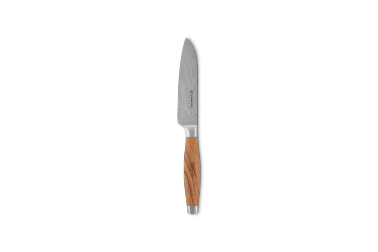 Le Creuset Santokusmes Olijfhout - Lemmet van Damast 13CM