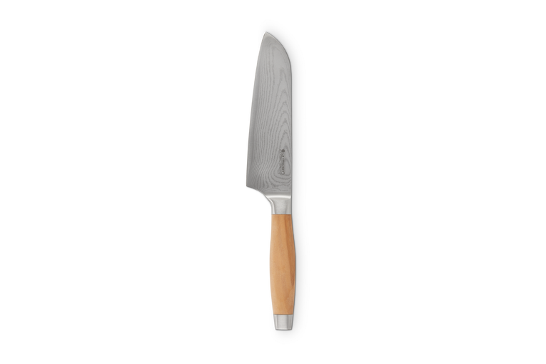 Le Creuset Santokusmes Olijfhout - Lemmet van Damast 18CM