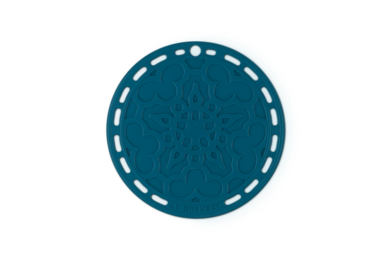 Le Creuset Silicone set van 3 Onderzetters Deep Teal 20CM