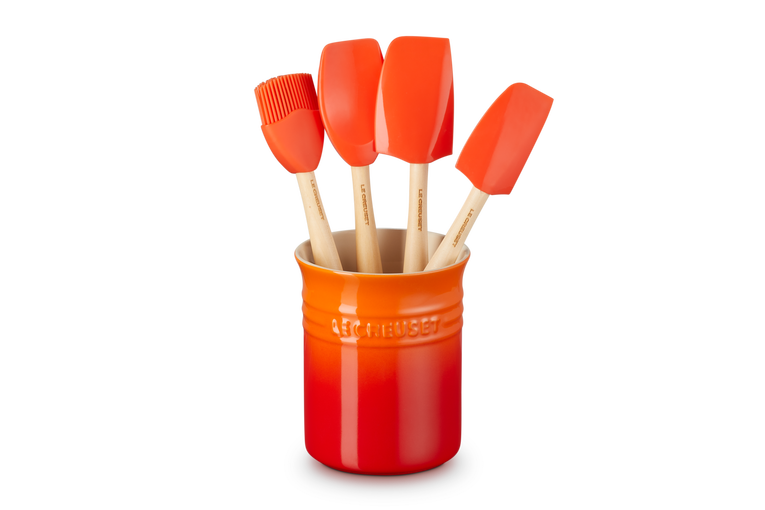 Le Creuset Silicone Premium set van 5 Spatels Oranjerood