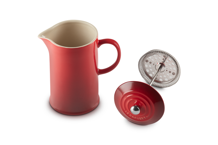 Le Creuset Aardewerken Koffiepot met Pers Kersenrood 22CM 0,8L