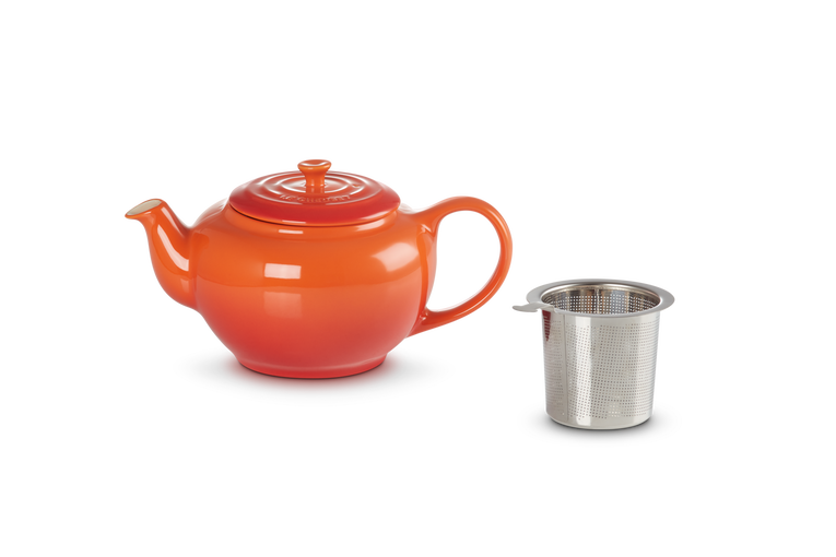 Le Creuset Aardewerken Theepot met RVS Filter 1,3L Oranjerood