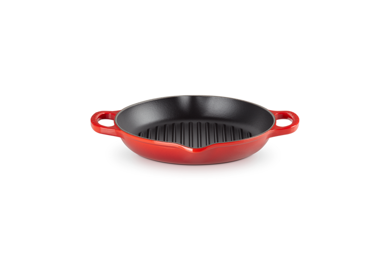 Le Creuset Gietijzer Ronde Grillpan met 2 handvaten Kersenrood 25CM