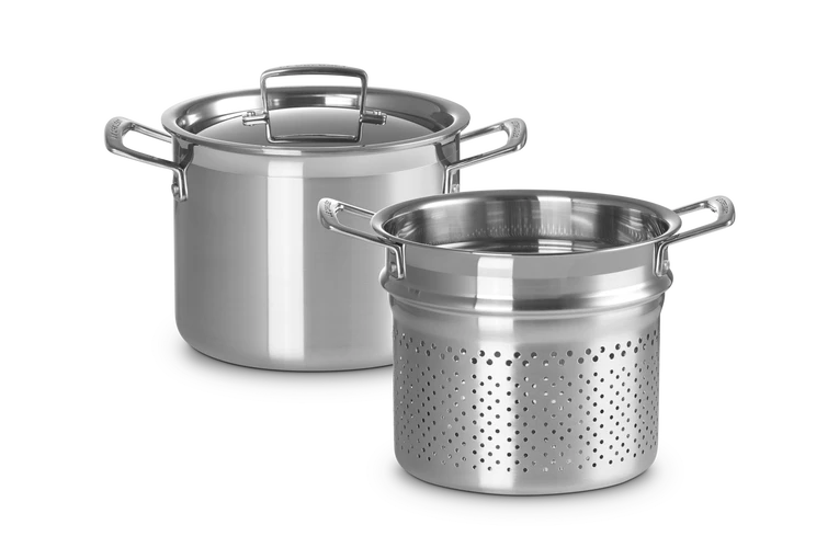 Le Creuset RVS Kookpan met Pastamand 20CM 5L