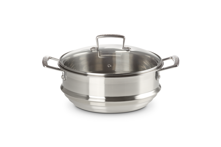 Le Creuset RVS Stoominzet voor 20, 22, en 24CM met glazen deksel