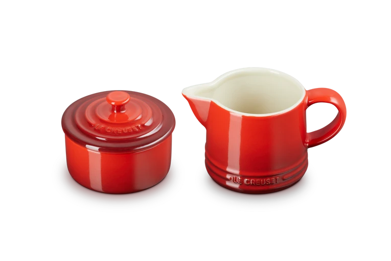 Le Creuset Aardewerken Melk-en Suikerset Kersenrood