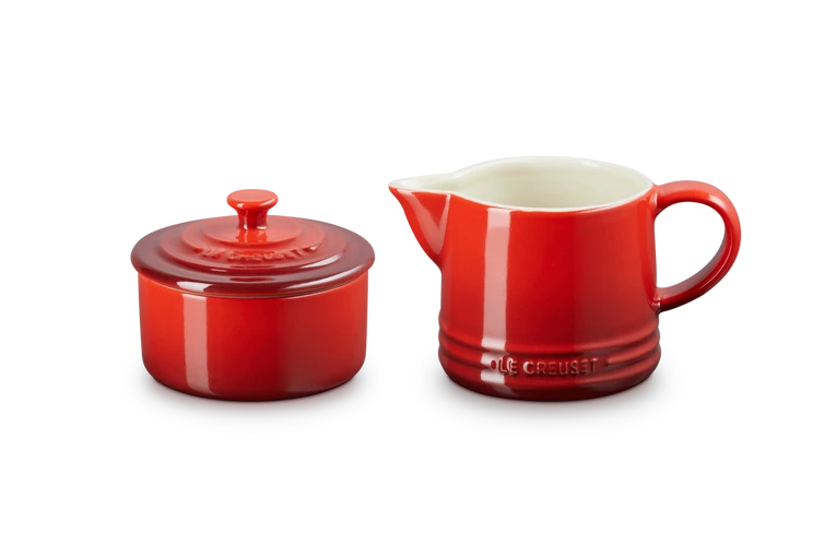 Le Creuset Aardewerken Melk-en Suikerset Kersenrood