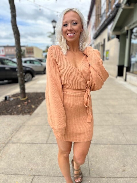 Peach Ribbed Dress