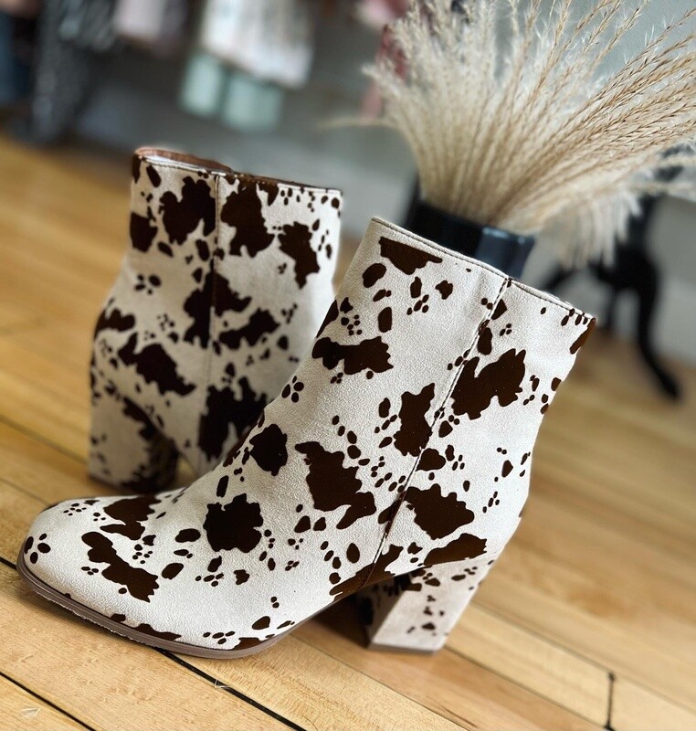 delias cow print boots