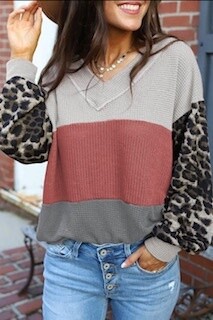 Leopard Contrast Top