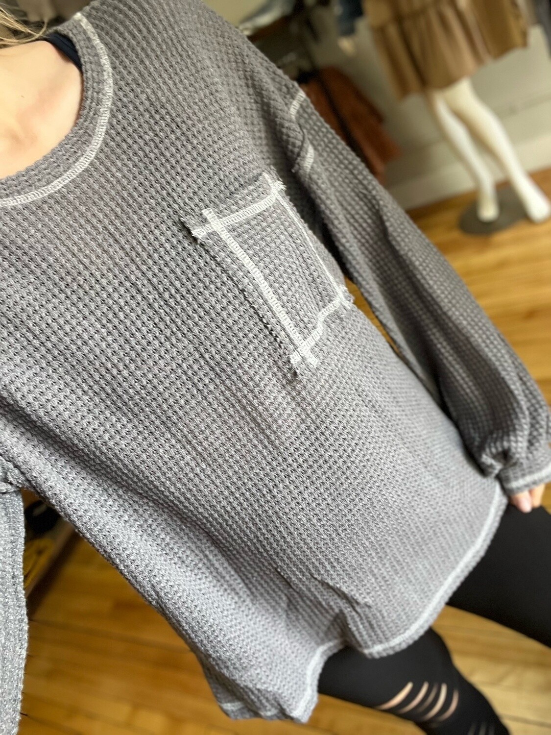 Grey Waffle Sweater