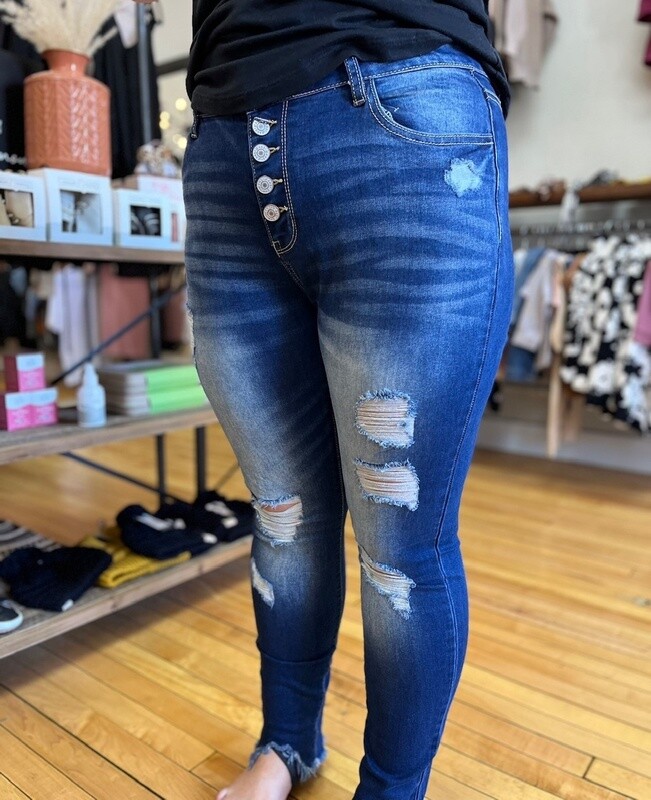 High Waisted Distressed Jeans