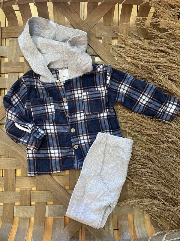 Plaid Set- Navy/Red