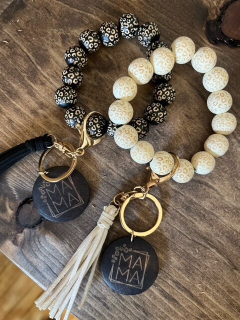 Mama + Cheetah Print Keychains
