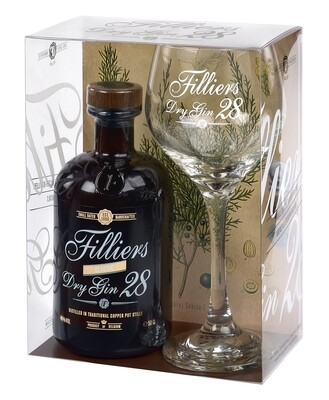 Gin - Filliers - Dry 28 - 46% - 50cl + glas