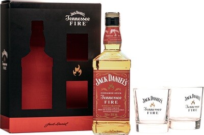 Whiskey - Jack Daniel&#39;s - fire + 2glazen - 35% - 70cl