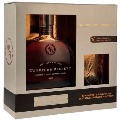 Bourbon Whiskey - Woodford Reserve Distiller&#39;s Select + glas - 43,2% - 70cl