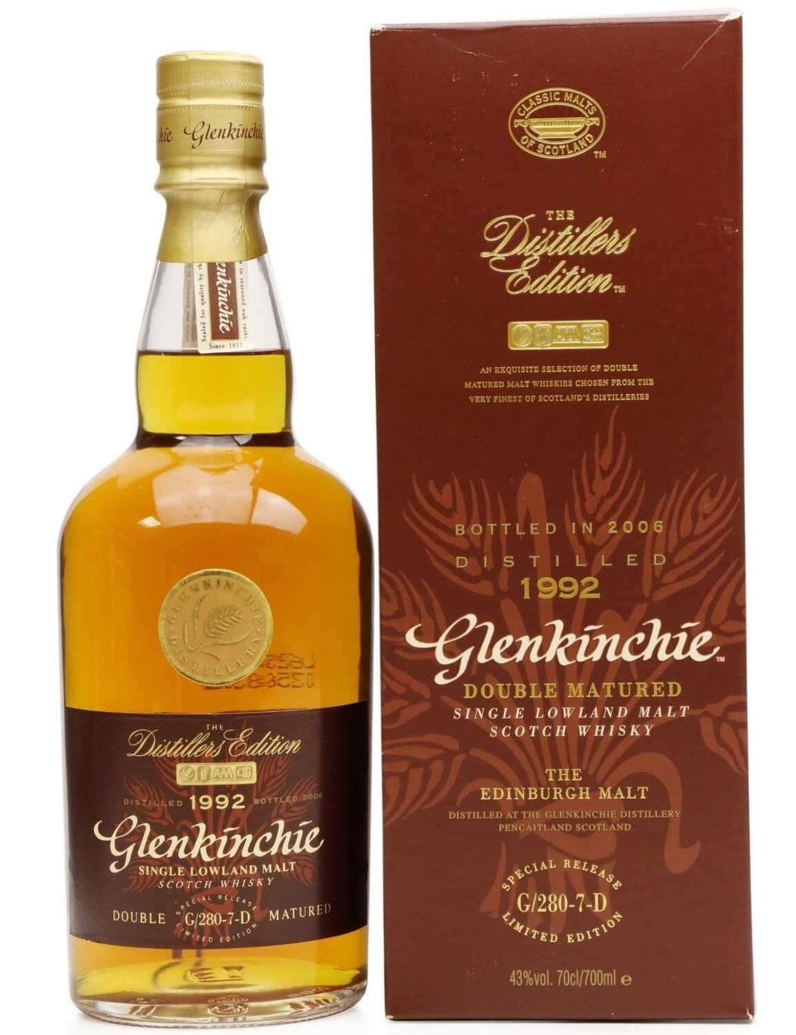 Whisky - Glenkinchie - Distillers Edition - 1992 - Botteld 2006 - 43% - 70cl