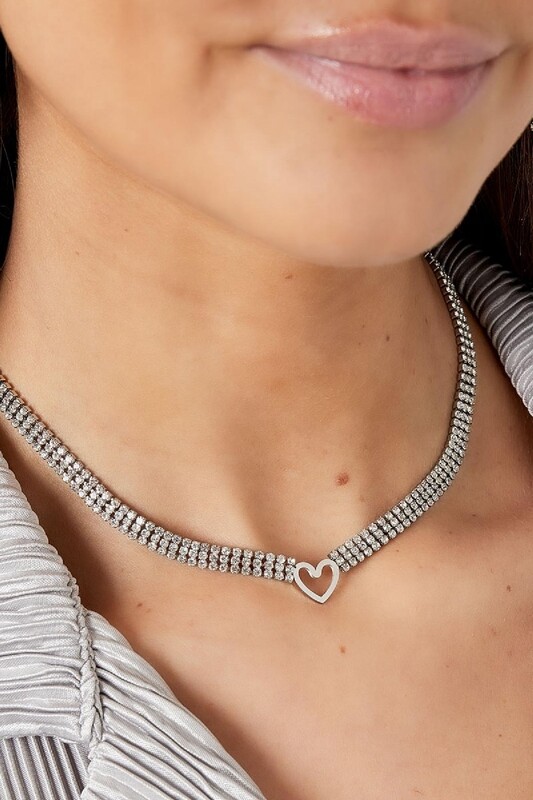 Zirkonia hartje ketting