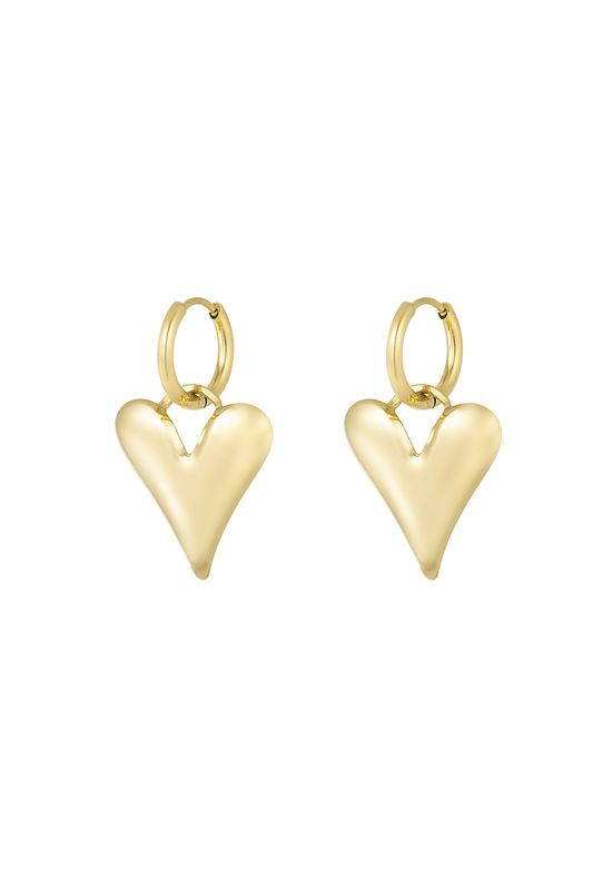 Gouden big-heart oorbellen - Goud
