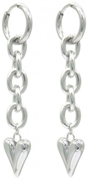 Heart chain oorbellen - Zilver