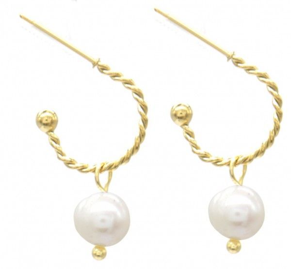 Minimalistische pearl oorbellen - Goud