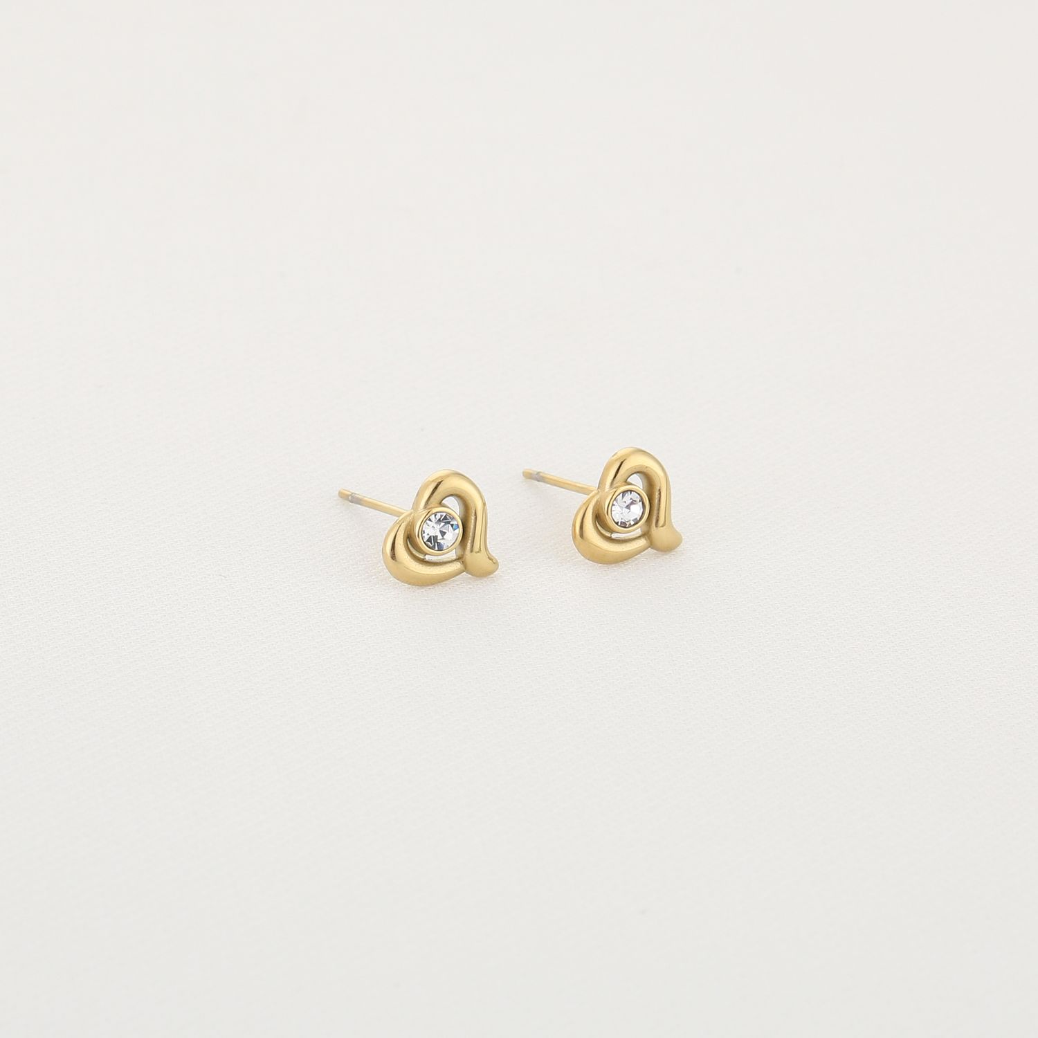 Hartje met zirkonia stud - Goud