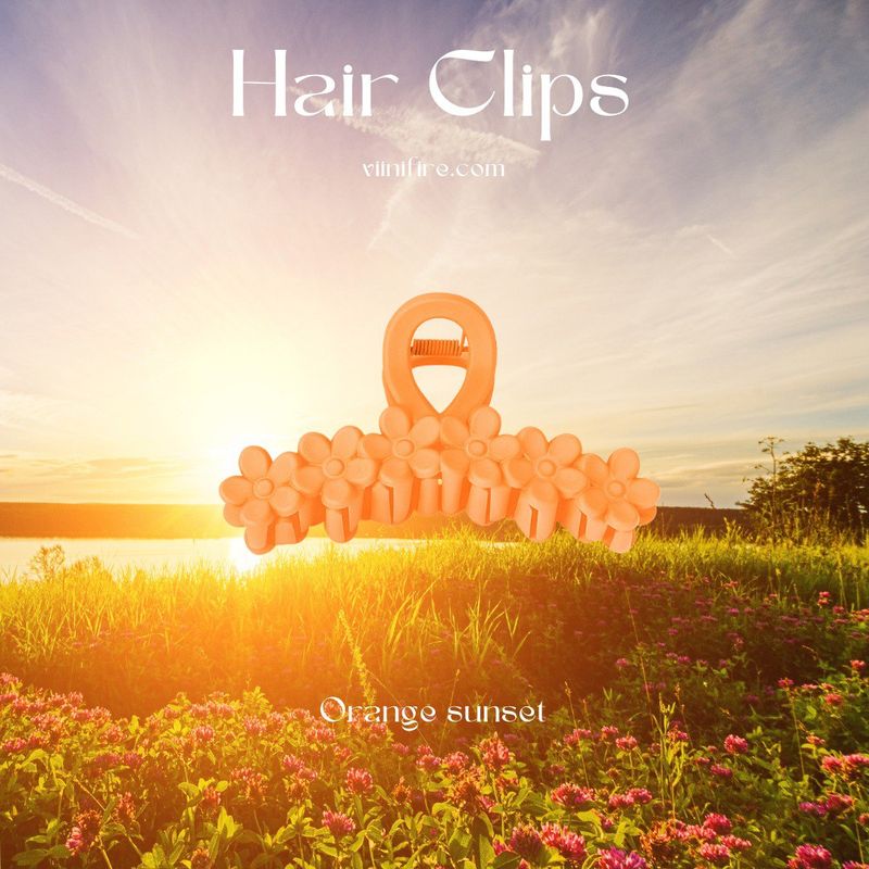 Bloemen haarklem - Sunset orange