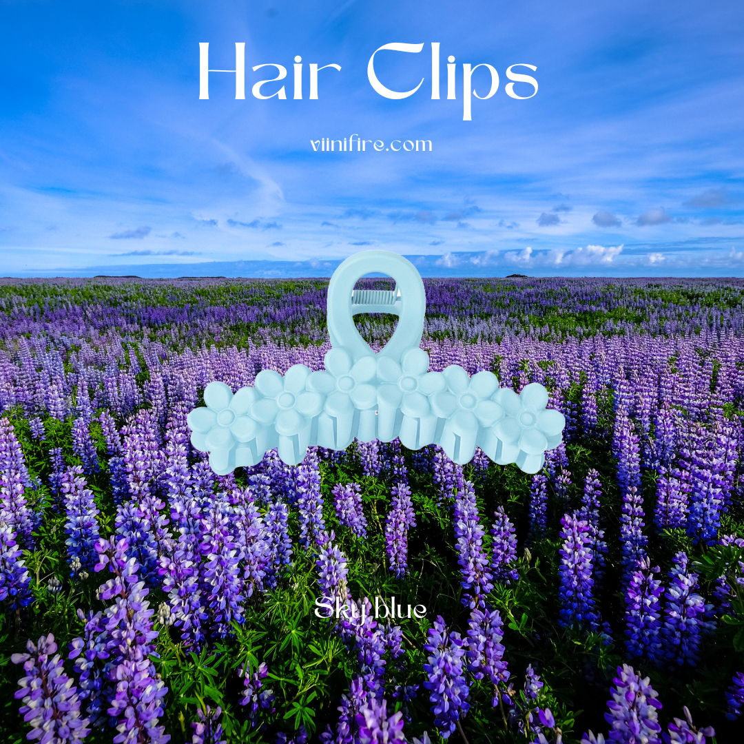 Bloemen haarklem - Sky blue