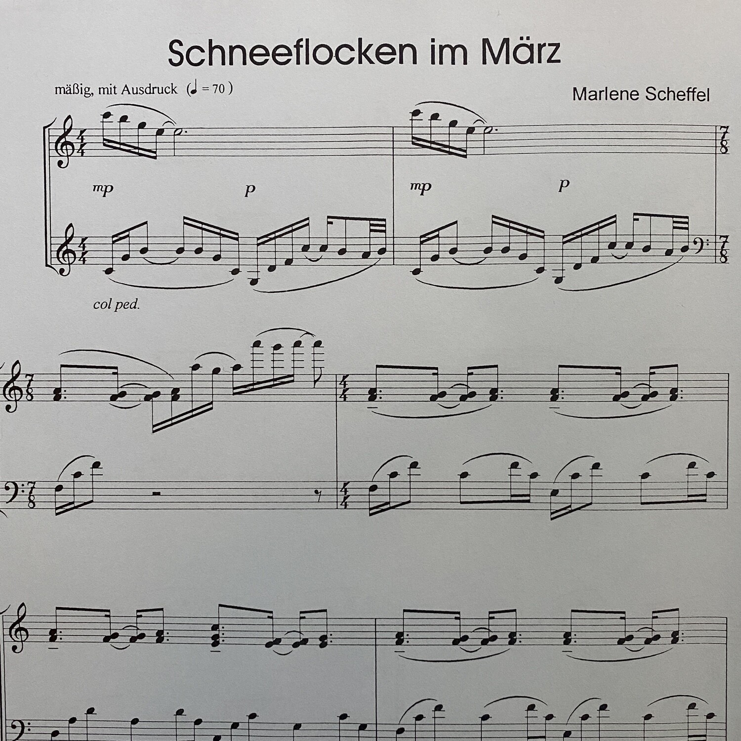 PRINT: Klaviernoten &quot;Schneeflocken im März&quot;