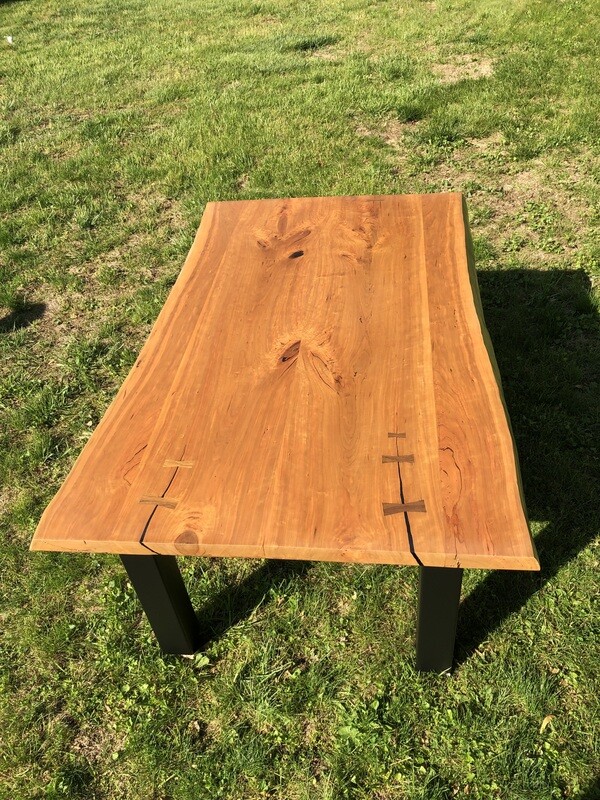 Kitchen Table live edge cherry with steel frame