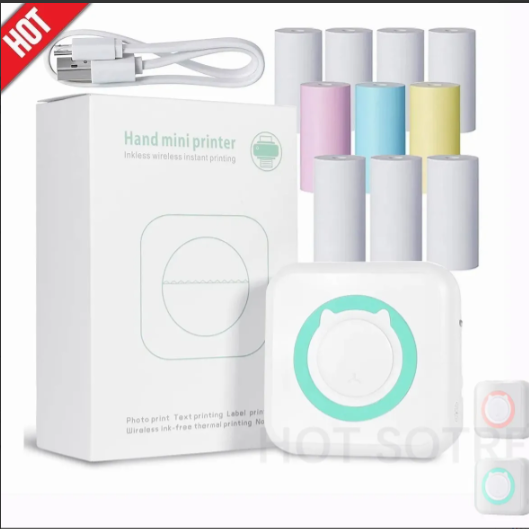 Mini Impresora Térmica Portátil Bluetooth + 10 Rollos Papel