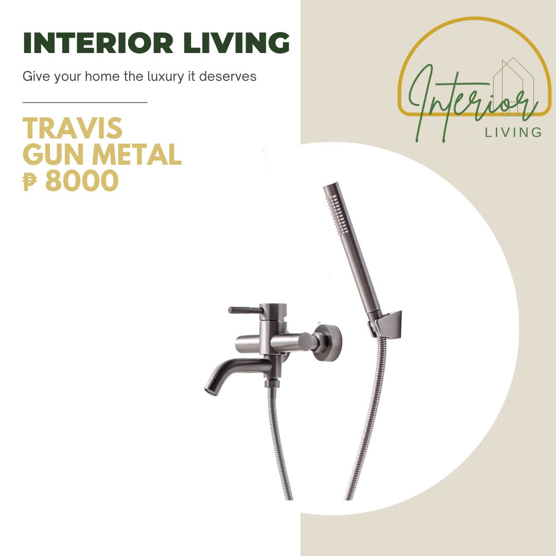 Travis Gun Metal Bath Tub Mixer With Handheld Shower